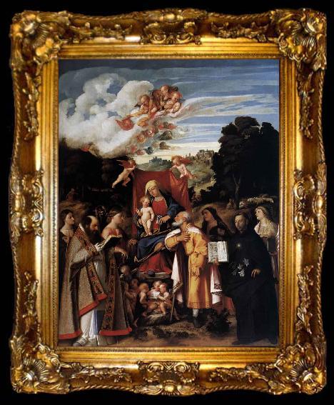 framed  Giovanni Cariani Virgin Enthroned with Angels and Saints, ta009-2